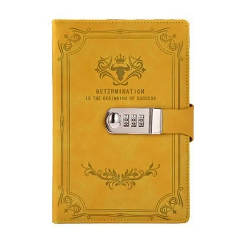 A5 200 Pages Retro Password Book with Lock Diary Thickened Creative Hand Ledger Student Notepad Stationery Notebook Binder